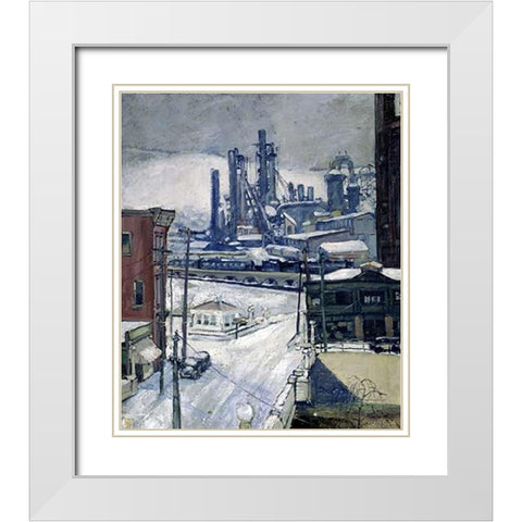 Blast Furnaces in Winter White Modern Wood Framed Art Print with Double Matting by Brennan, H.J