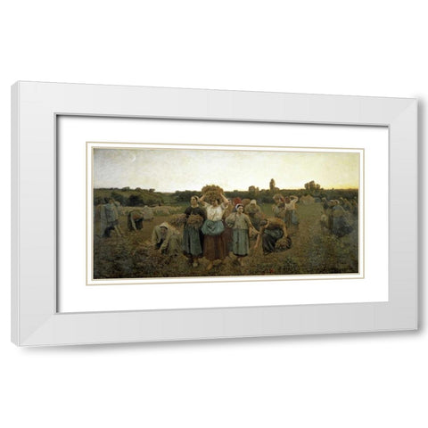 The Recall of the Gleaners White Modern Wood Framed Art Print with Double Matting by Breton, Jules Adolphe