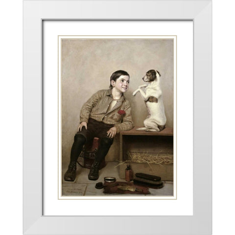 Begging White Modern Wood Framed Art Print with Double Matting by Brown, John George