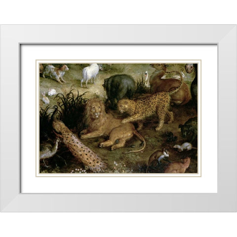 The Land of Paradise - Detail White Modern Wood Framed Art Print with Double Matting by Jan Brueghel the Elder