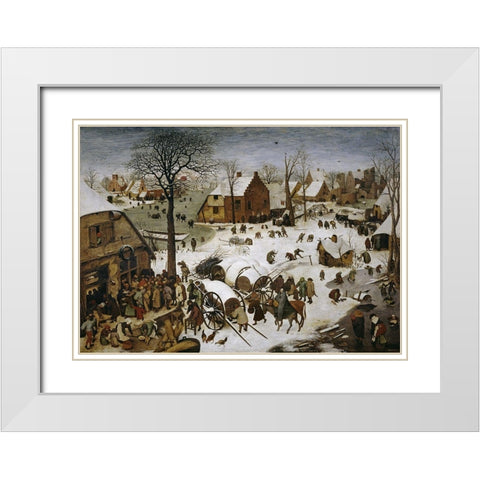 The Census at Bethlehem White Modern Wood Framed Art Print with Double Matting by Bruegel the Elder, Pieter