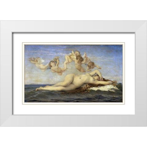 The Birth of Venus White Modern Wood Framed Art Print with Double Matting by Cabanel, Alexandre