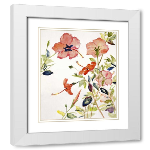 Hibiscus Flowerpiece White Modern Wood Framed Art Print with Double Matting by Calne, Sir Roy