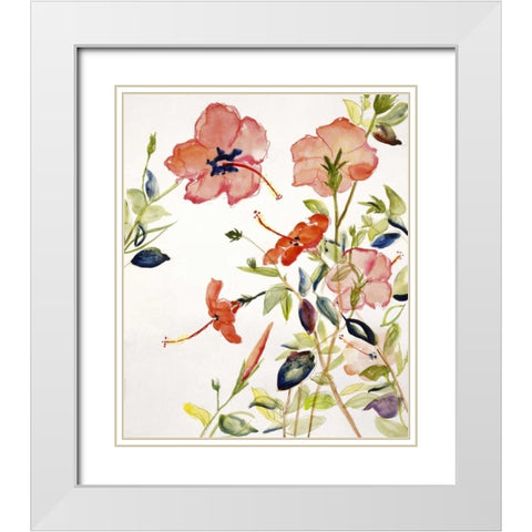Hibiscus Flowerpiece White Modern Wood Framed Art Print with Double Matting by Calne, Sir Roy