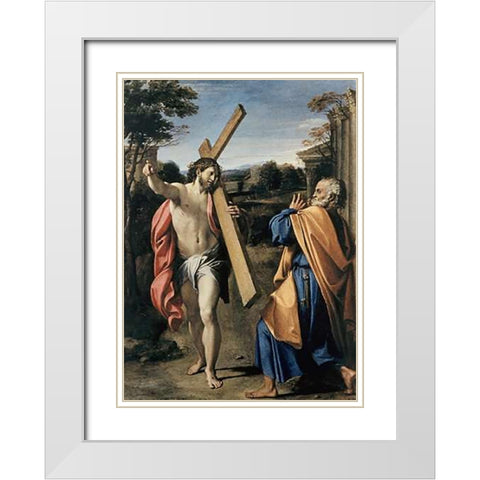 Museumist Appearing to Saint Peter White Modern Wood Framed Art Print with Double Matting by Carracci, Agostino