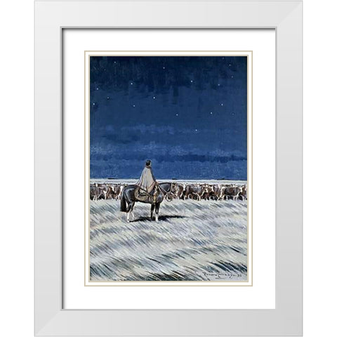 The Night White Modern Wood Framed Art Print with Double Matting by Carranza, Fernando Romero