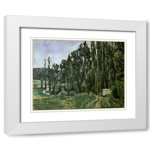 The Poplar Trees White Modern Wood Framed Art Print with Double Matting by Cezanne, Paul