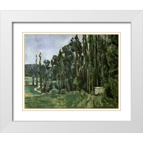 The Poplar Trees White Modern Wood Framed Art Print with Double Matting by Cezanne, Paul