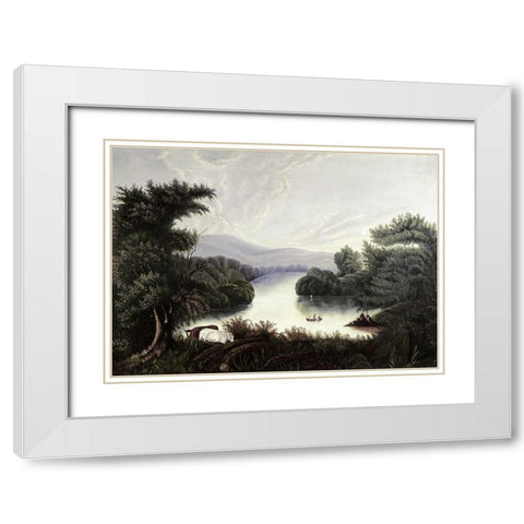 Summer Lake White Modern Wood Framed Art Print with Double Matting by Chambers, Thomas