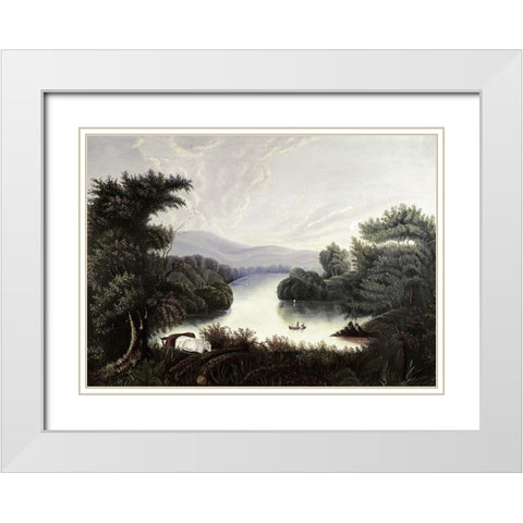 Summer Lake White Modern Wood Framed Art Print with Double Matting by Chambers, Thomas