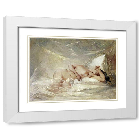 Reclining Nude White Modern Wood Framed Art Print with Double Matting by Chaplin, Charles