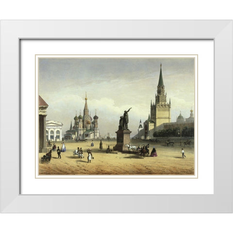 View Of Red Square (from Moscow And The Suburbs) White Modern Wood Framed Art Print with Double Matting by Charlemange, Joseph
