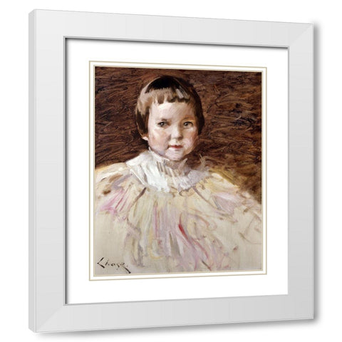Little Girl White Modern Wood Framed Art Print with Double Matting by Chase, William Merritt