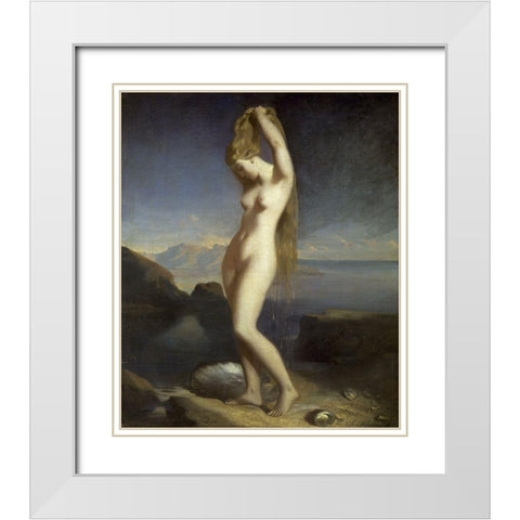 Watery Venus White Modern Wood Framed Art Print with Double Matting by Chasseriau, Theodore