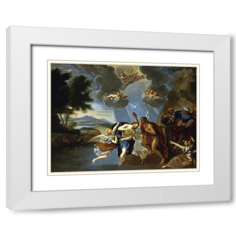 The Baptism of Christ White Modern Wood Framed Art Print with Double Matting by Circle of Francesco Albani