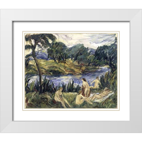 Women At The River White Modern Wood Framed Art Print with Double Matting by Colin, Gustave