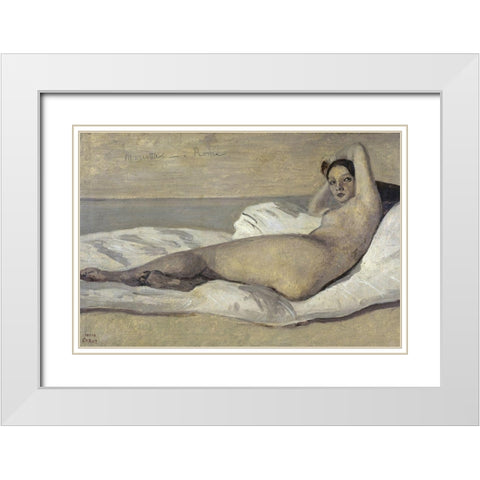Marietta-Rome White Modern Wood Framed Art Print with Double Matting by Corot, Jean-Baptiste-Camille