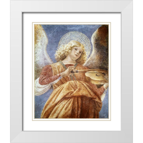 Music Making Angel with Violin White Modern Wood Framed Art Print with Double Matting by Da Forli, Melozzo