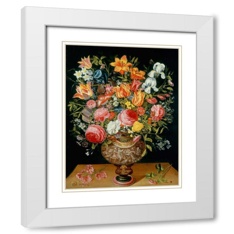 Roses Tulips Narcissi Irises and Other Flowers White Modern Wood Framed Art Print with Double Matting by Daniels, Andries