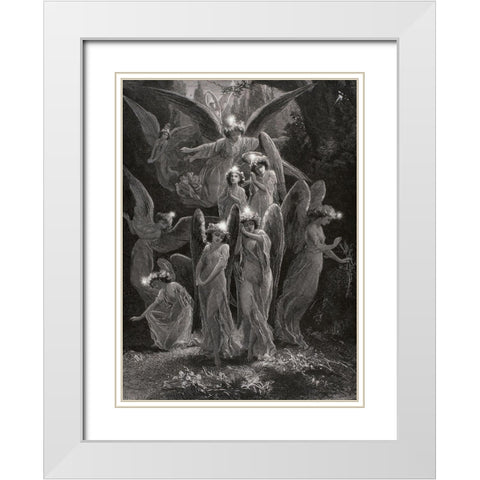 The Dews of Evening, c.1874 White Modern Wood Framed Art Print with Double Matting by Davis, John S.