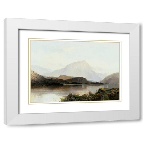 The Hills of Loch Lomond White Modern Wood Framed Art Print with Double Matting by De Breanski, Alfred