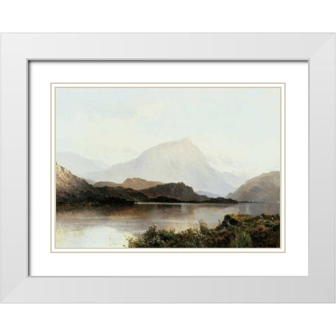 The Hills of Loch Lomond White Modern Wood Framed Art Print with Double Matting by De Breanski, Alfred