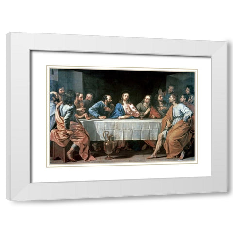 The Last Supper White Modern Wood Framed Art Print with Double Matting by De Champaigne, Philippe