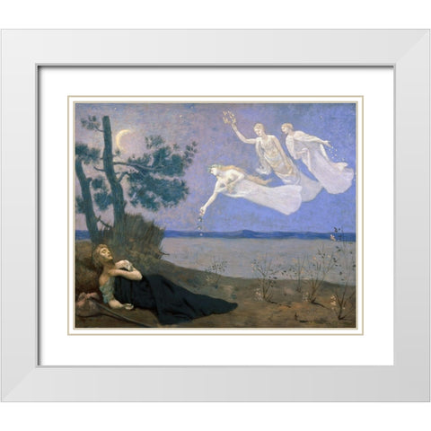 The Dream White Modern Wood Framed Art Print with Double Matting by de Chavannes, Pierre Puvis