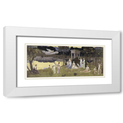 The Sacred Forest Beloved by the Arts and Muses White Modern Wood Framed Art Print with Double Matting by de Chavannes, Pierre Puvis