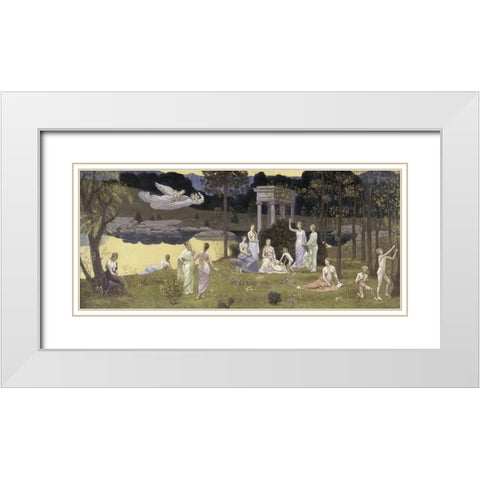 The Sacred Forest Beloved by the Arts and Muses White Modern Wood Framed Art Print with Double Matting by de Chavannes, Pierre Puvis