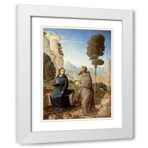 Temptation Of Christ In The Wilderness White Modern Wood Framed Art Print with Double Matting by De Flandes, Juan