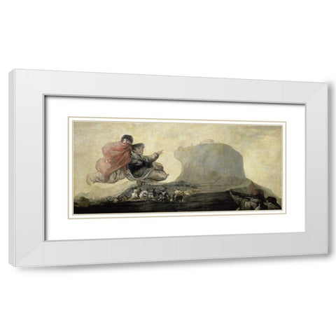 El Aquelarre White Modern Wood Framed Art Print with Double Matting by De Goya, Francisco