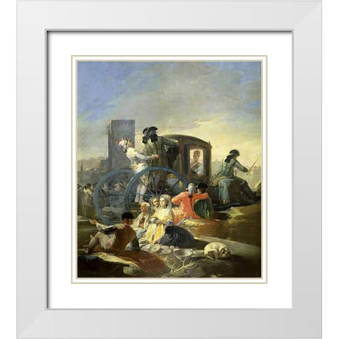The Pottery Vendor White Modern Wood Framed Art Print with Double Matting by Goya, Francisco De