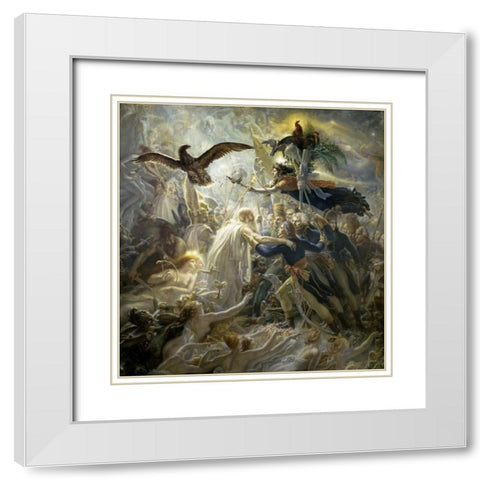 The Shadows of the French Warriors Led by the Victory White Modern Wood Framed Art Print with Double Matting by De Roucy-Trioson, Anne Girodet