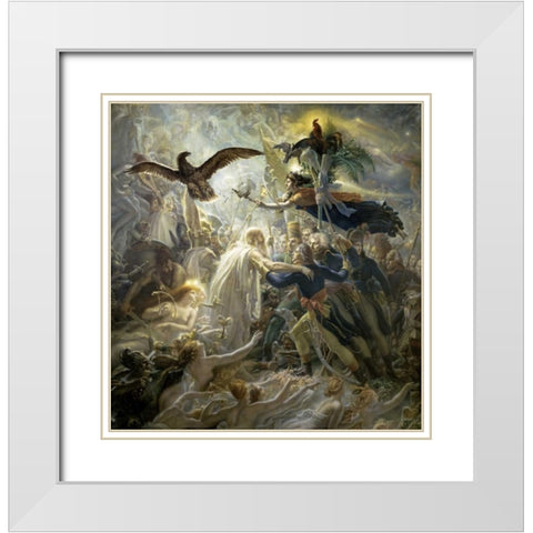 The Shadows of the French Warriors Led by the Victory White Modern Wood Framed Art Print with Double Matting by De Roucy-Trioson, Anne Girodet