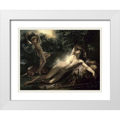 The Sleep of Endymion White Modern Wood Framed Art Print with Double Matting by De Roucy-Trioson, Anne Girodet