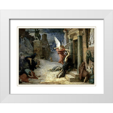The Angel of Death; Peste a Roma White Modern Wood Framed Art Print with Double Matting by Delaunay, Jules-Elie