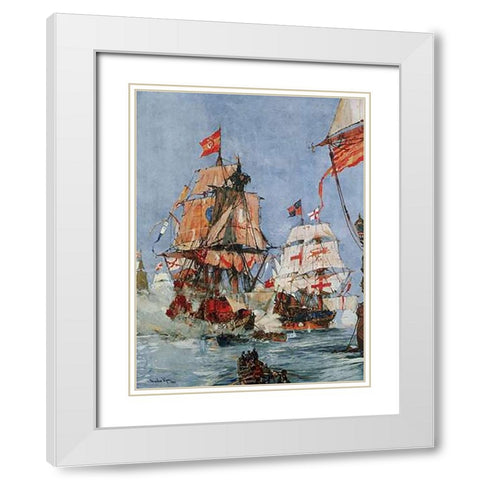 Armada Illustration White Modern Wood Framed Art Print with Double Matting by Dixon, Charles