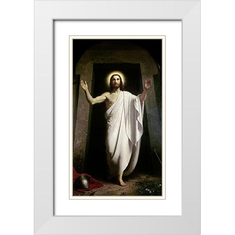 The Resurrection White Modern Wood Framed Art Print with Double Matting by Dorph, Anton Laurids Johannes