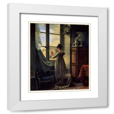 By the Window White Modern Wood Framed Art Print with Double Matting by Drolling, Martin