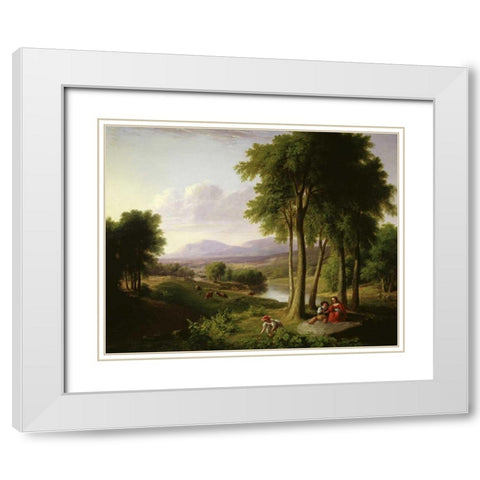 The Berry Pickers White Modern Wood Framed Art Print with Double Matting by Durand, Asher Brown