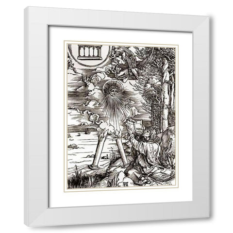 St. John Devouring the Book White Modern Wood Framed Art Print with Double Matting by Durer, Albrecht