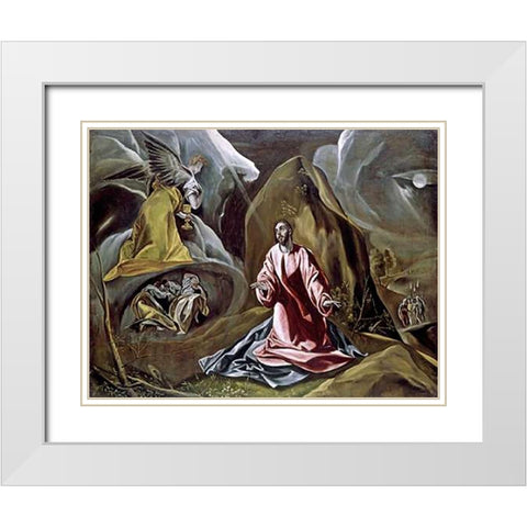 The Agony in the Garden White Modern Wood Framed Art Print with Double Matting by Greco, El