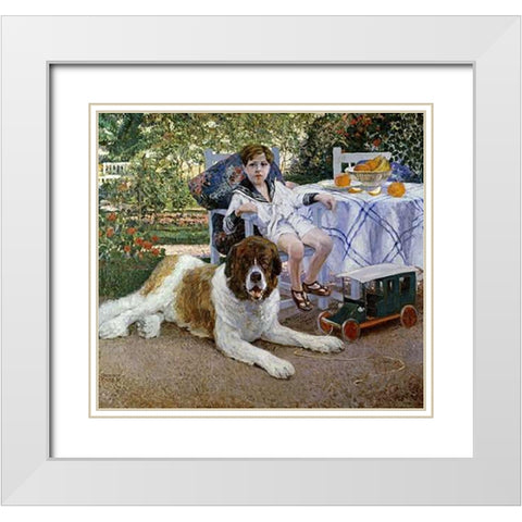 Dos Buenos Amigos White Modern Wood Framed Art Print with Double Matting by Fader, Fernando