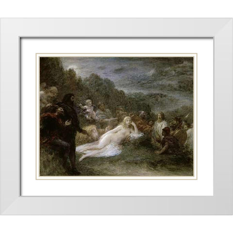 Helene White Modern Wood Framed Art Print with Double Matting by Latour, Henri Fantin