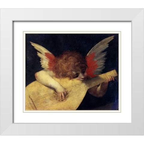 Angel with Lute White Modern Wood Framed Art Print with Double Matting by Fiorentino, Rosso