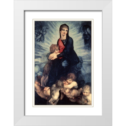 Madonna and Child White Modern Wood Framed Art Print with Double Matting by Fiorentino, Rosso
