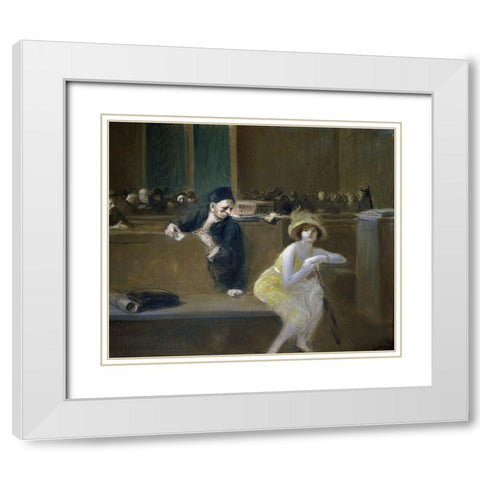 Courtroom Scene White Modern Wood Framed Art Print with Double Matting by Forain, Jean-Louis