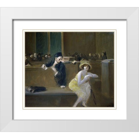 Courtroom Scene White Modern Wood Framed Art Print with Double Matting by Forain, Jean-Louis