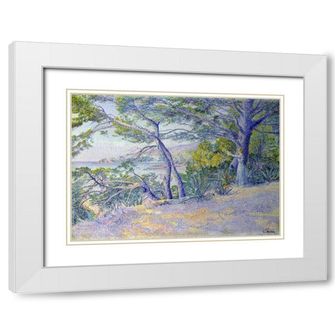Sous les Pins a Carqueiranne White Modern Wood Framed Art Print with Double Matting by Gaidan, Louis